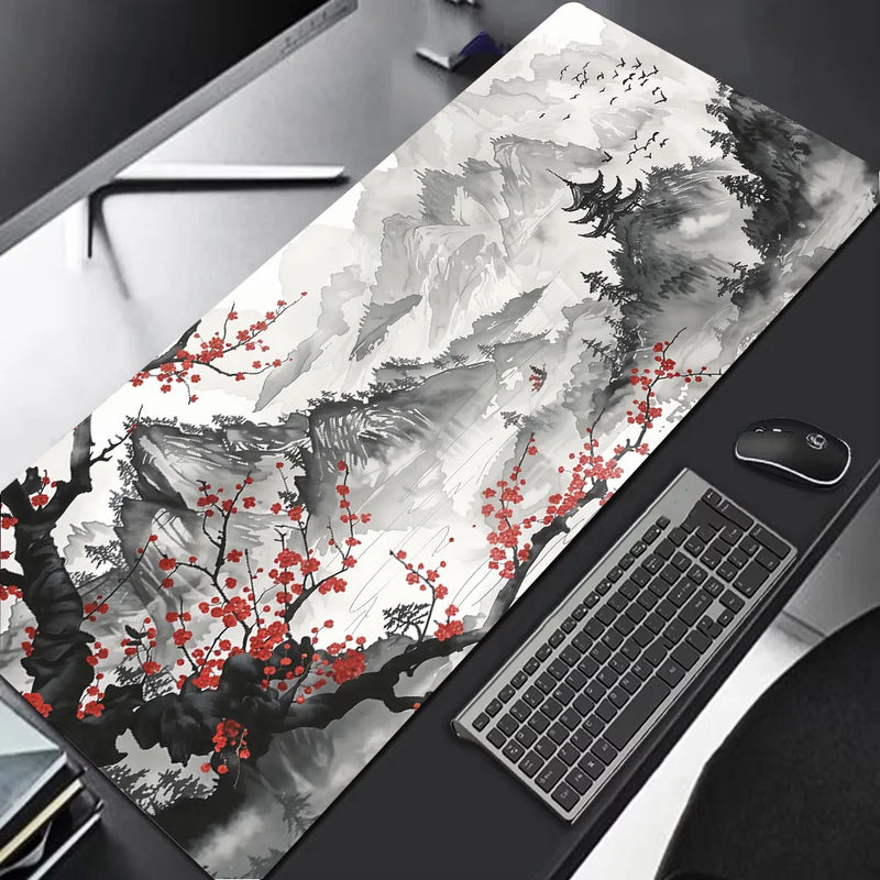 Sakura cenário mouse pad grande antiderrapante borracha gaming mousepad durável almofada de mesa borda de costura grossa adequado para escritório e jogos