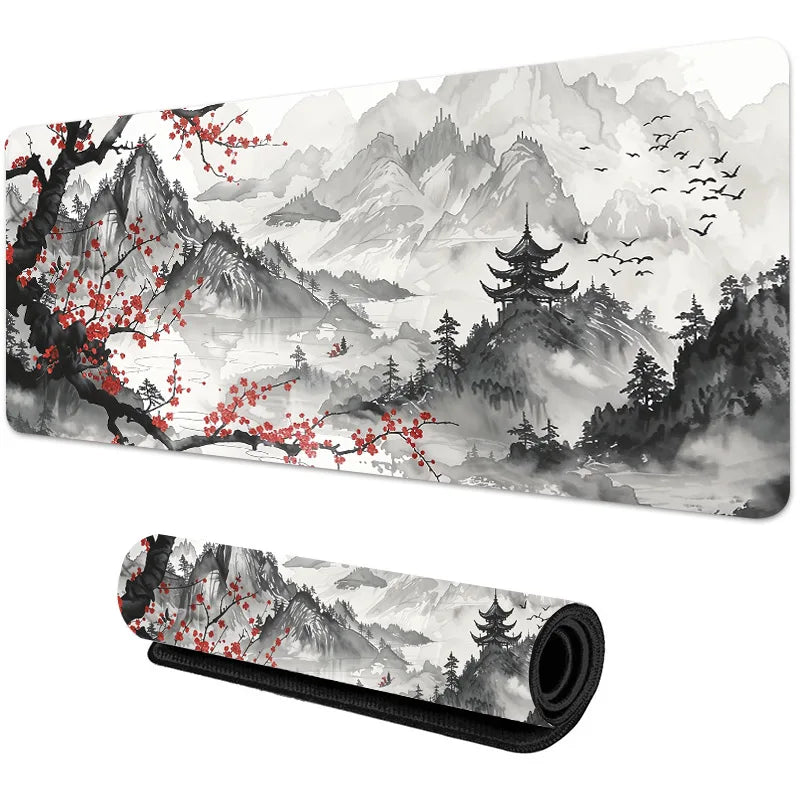 Sakura cenário mouse pad grande antiderrapante borracha gaming mousepad durável almofada de mesa borda de costura grossa adequado para escritório e jogos