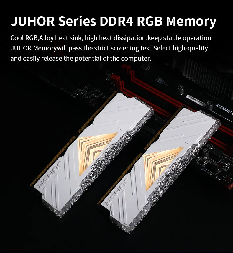 JUHOR-Impressionante Dual Channel Desktop Memory Ram Kit, RGB, DDR4, 8GB, 16GB, X2, 3200MHz, 3600MHz