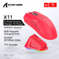 Mouse sem fio Attack Shark X11, conexão tripla modo 2,4 GHz/com fio/Bluetooth PAW3311 22000DPI 400IPS RGB Mouse para jogos para PC